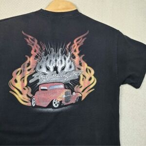 VTG Y2K Boyd Coddington Hot Rod T-Shirt Mens L Giant Tag Faded Black Car Flames